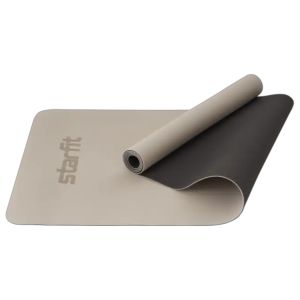 Коврик для йоги StarFit FM-201, ТПЭ, 4 мм, разм. 183 x 61 см, черный/серый