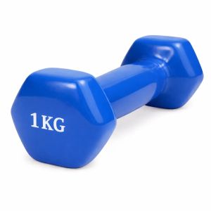 Гантель цельнолитая виниловая GF-009KG, 1 кг, цветные