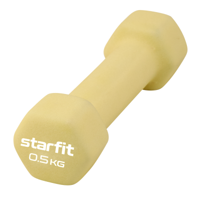 Гантель цельнолитая StarFit DB-201, неопрен, 0.5 кг, желтый