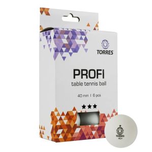 Набор шариков для настольного тенниса Torres Profi 3 Star TT21012, 40+ мм, 6 шт., белый