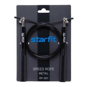 Скакалка StarFit RP-301, длина 3 м, скоростная, с метал. ручками, черный