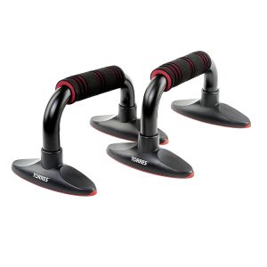 Упоры для отжимания Torres Push-Up Bars PL5015, металл, эрг. форма, съем. основания, черный/красный