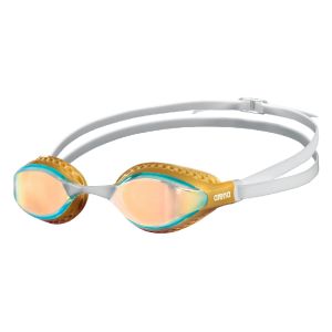 Очки для плавания Arena Air-Speed Mirror 003151-206, желтые линзы, золотой/белый