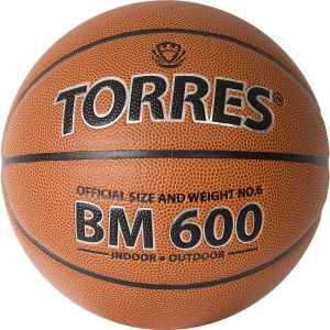 Мяч баскетбольный Torres BM600, B3202, ПУ, нейлон. корд, бут. камера, темно-коричневый-чер