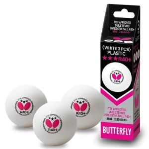 Набор шариков для настольного тенниса Butterfly 3 Star, 40+ мм, 3 шт., белый