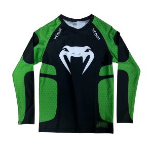 Рашгард для MMA Venum "Шестиугольники", черный/зеленый, разм. 52 (XL)