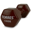 Гантель цельнолитая Torres PL522207,  5 кг, металл в виниловой оболочке, шестигранник, коричневый