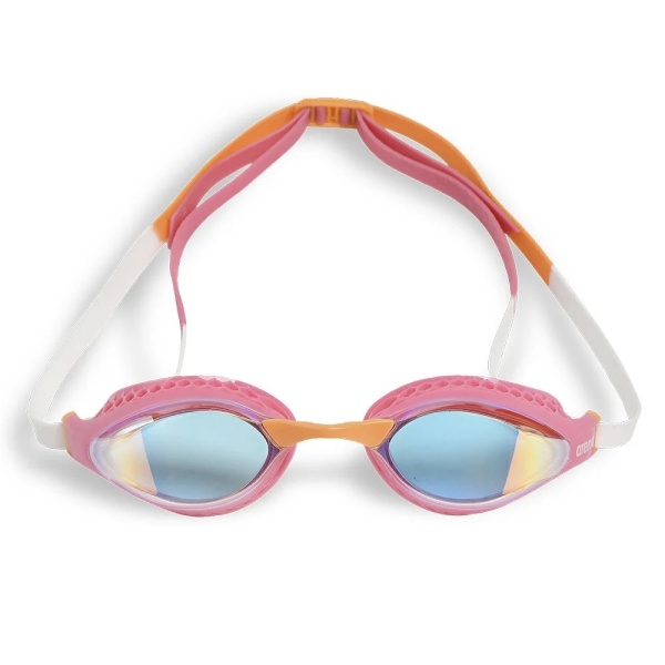 Очки для плавания Arena Air-Speed Mirror 003151-109, желтые линзы, розовый/белый/оранжевый