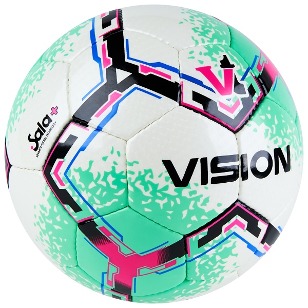 Мяч футзальный Vision Sala+ FS324084, FIFA QualityPro, р. 4, 32 п. PU, 4 подкл.сл, руч.сшив, бел/зел