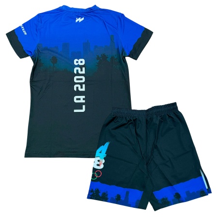 Рашгард 2 в 1 для MMA Asics LA OLYMP 2028 арт.12159 SAXE, футболка/шорты, синий