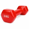 Гантель цельнолитая виниловая GF-009KG, 2 кг, цветные