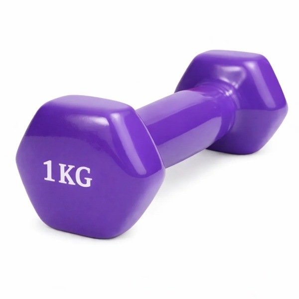 Гантель цельнолитая виниловая GF-009KG, 1 кг, цветные