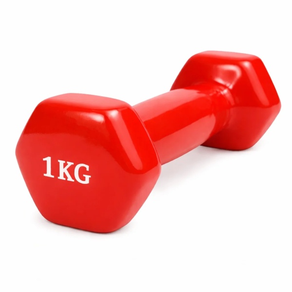 Гантель цельнолитая виниловая GF-009KG, 1 кг, цветные