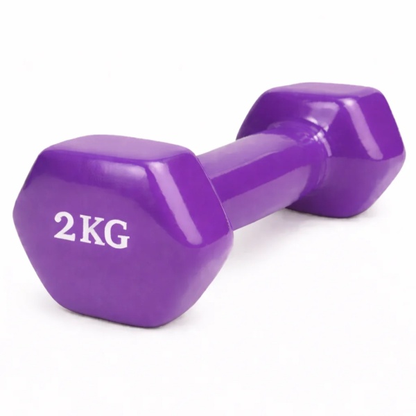 Гантель цельнолитая виниловая GF-009KG, 2 кг, цветные