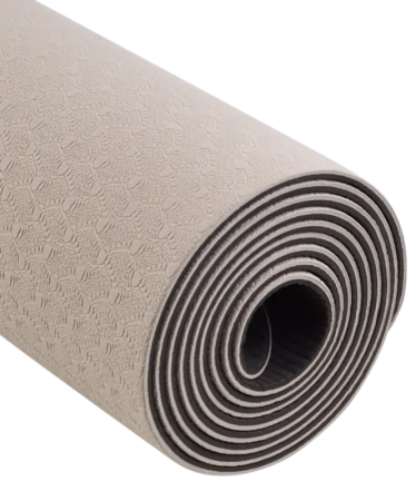 Коврик для йоги StarFit FM-201, ТПЭ, 4 мм, разм. 183 x 61 см, черный/серый