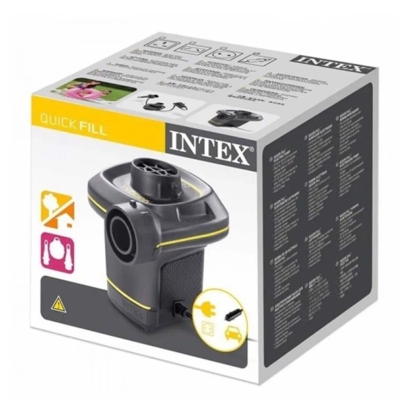 Насос электрический Intex 66634, от сети или прикуривателя, серый/желтый
