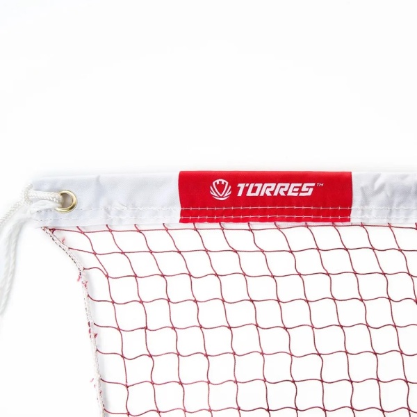 Сетка для бадминтона Torres Tournament BD002301, 602x76 см, нейлон 1.2 мм, с тросом, красный