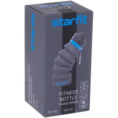 Бутылка StarFit FB-100, складная, 500 мл, с карабином, серый
