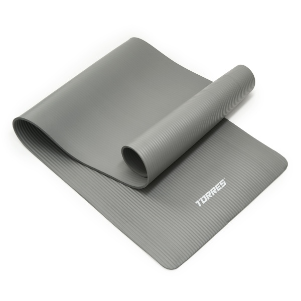 Коврик для йоги Torres Soft, YL10112, NBR (синт.каучук), 12 мм, разм. 183 х 61 см, серый