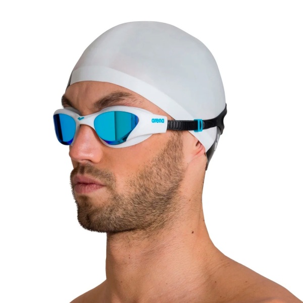 Очки для плавания Arena The One Mirror 003152-100, синие линзы, белый/черный