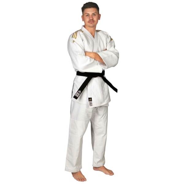 Кимоно для дзюдо Adidas 5523, белый/желтый, разм. 150 см