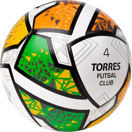 Мяч футзальный Torres Futsal Club FS323764, разм. 4, белый/оранжевый/зеленый