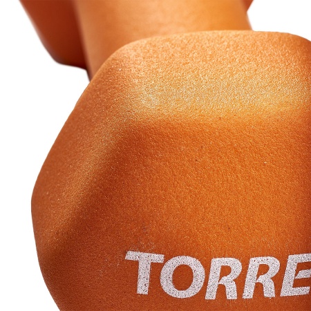 Гантель цельнолитая Torres PL55012, неопрен, 2 кг, оранжевый