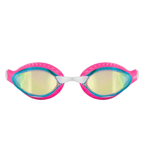 Очки для плавания Arena Air-Speed Mirror 003151-205, желтые линзы, розовый/белый
