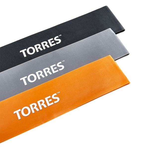 Набор фитнес резинок Torres AL0049, 3 шт., 24 х 5 см, оранжевый/серый/черный