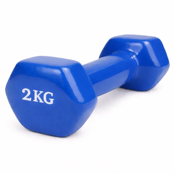 Гантель цельнолитая виниловая GF-009KG, 2 кг, цветные