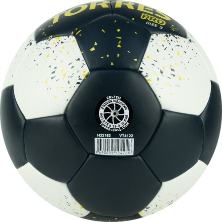 Мяч гандбольный Torres Pro H32163, ПУ, 4 подкл. слоев, гибрид сшивка, черный/белый, разм. 3