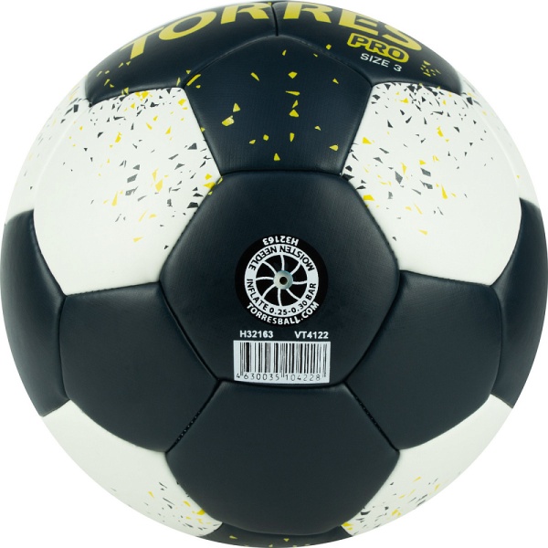 Мяч гандбольный Torres Pro H32163, ПУ, 4 подкл. слоев, гибрид сшивка, черный/белый, разм. 3
