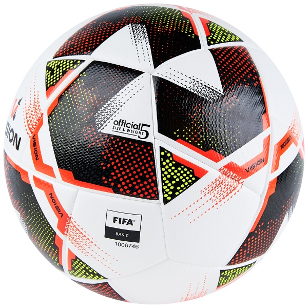 Мяч футбольный Vision Spark, F324045, р.5, FIFA Basiс, 24 пан,ПУ,2 подкл.слой,гибрид.сшив, бел-мульт